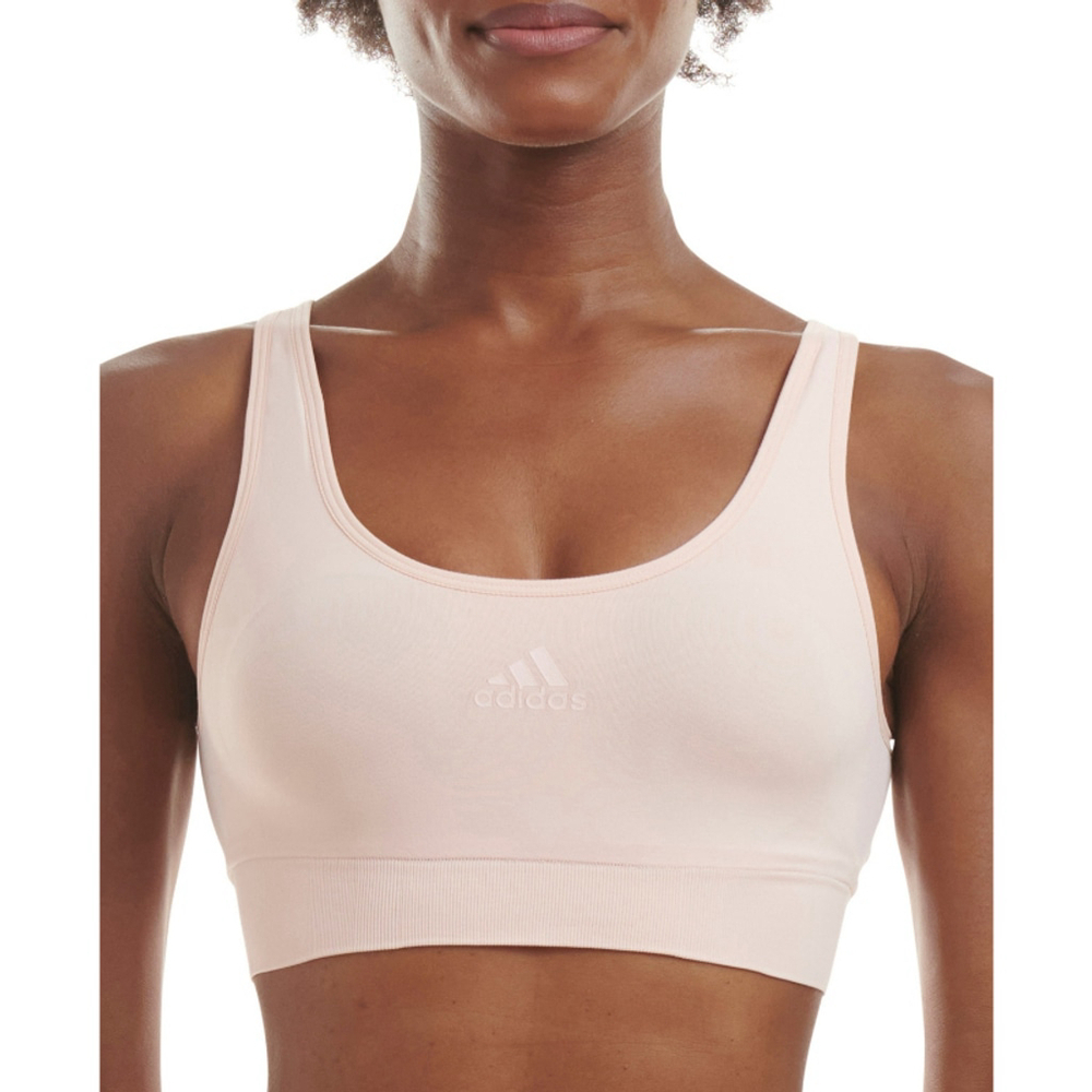 Adidas Women's Size XS Light Pink Seamless Scoop Medium Impact Lounge Bra NWT